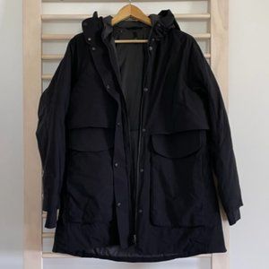 lululemon lab black parka jacket with gray vest liner size small / medium / 6